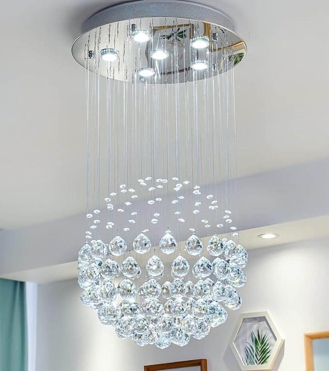 Teardrop Crystal LED Chandelier - Single Ball Shape